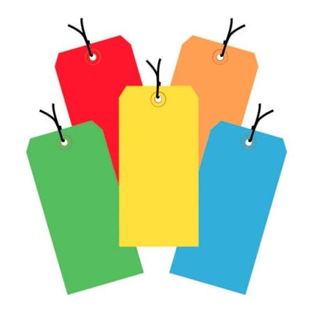 Box Packaging Shipping Tag Pre Strung No 6 6-1/4L x 3-1/8W Assorted Colors 1000/Pk G21002